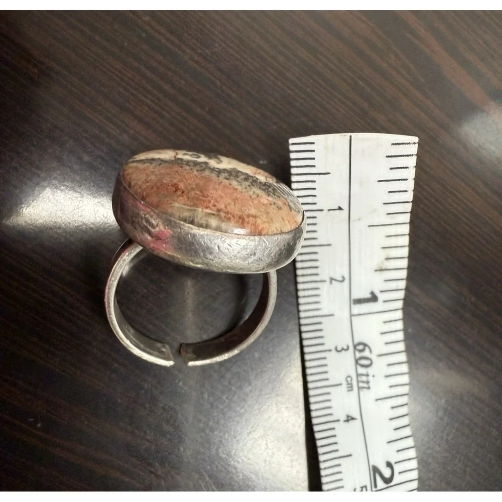 VTG Sterling Silver‎ with Agate Stone ring HandMade by Carlos Diaz Adjustable